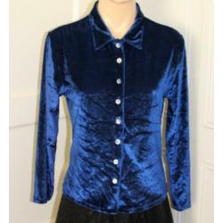 Velvet blouse donker(konings)blauw - maat S/M