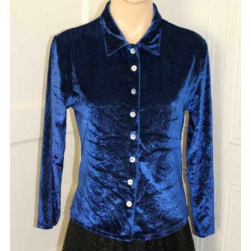 Velvet blouse donker(konings)blauw - maat S/M