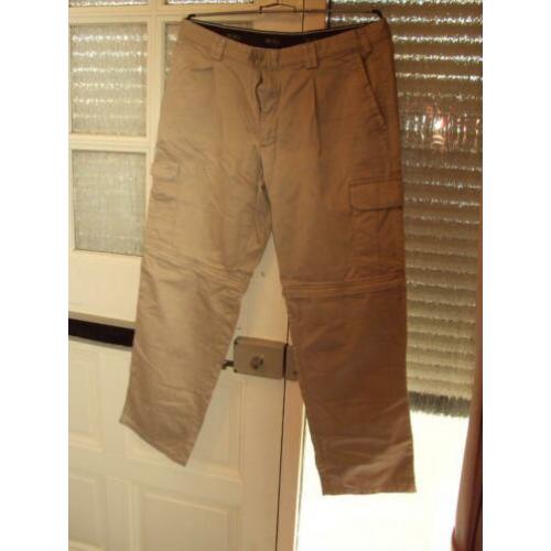 Goedkope beige katoenen afritsbroek bandplooi broei MELKA 48