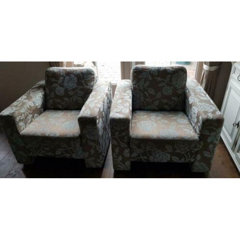 Mooi uitziende stoelen, ice blue/ taupe per stuk te koop