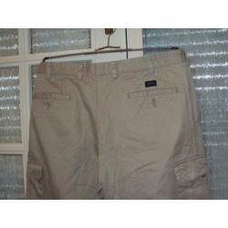 Goedkope beige katoenen afritsbroek bandplooi broei MELKA 48