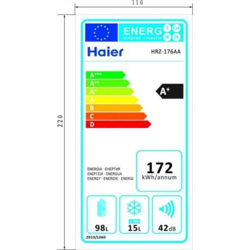 Tafelmodel A+ Haier koelkast met vriesvak werkt superb