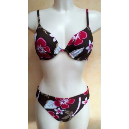 38B Nieuwe bruin gebloemde beugel bikini Nickey Nobel 38 B