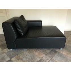 Prachtige zwart leren Chaise Longue (model Gelderland)