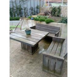 houten tuinset vergrijst hout