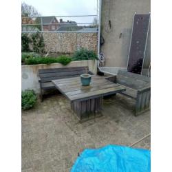houten tuinset vergrijst hout