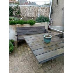 houten tuinset vergrijst hout
