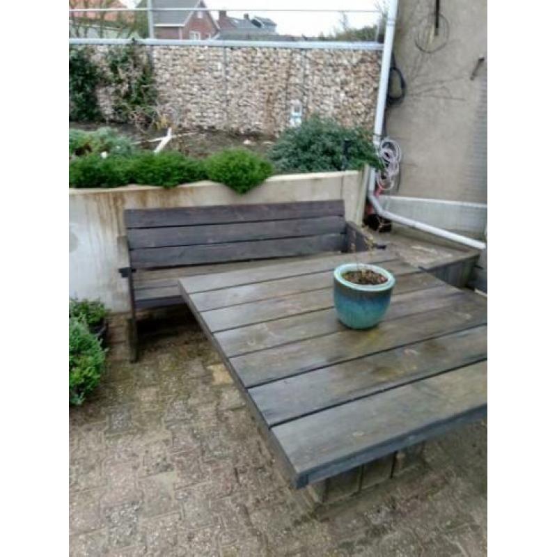 houten tuinset vergrijst hout