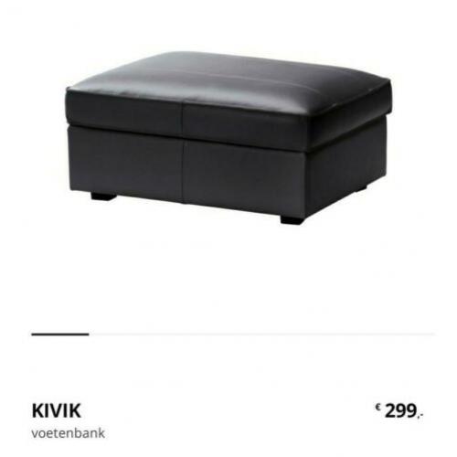 Ikea kivik zwart leren voetenbank met opbergruimte