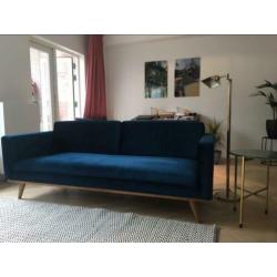 3-Zitbank Sofacompany donker blauw fluweel. Nieuwprijs €1176