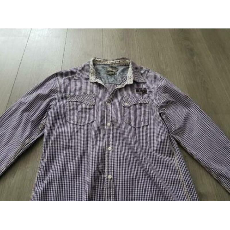 GARCIA paars geruite slim fit blouse maat XL (PB020)
