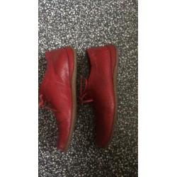 Ecco Vrolijke Rode Leren Schoenen, mt 5,5 38,5 39