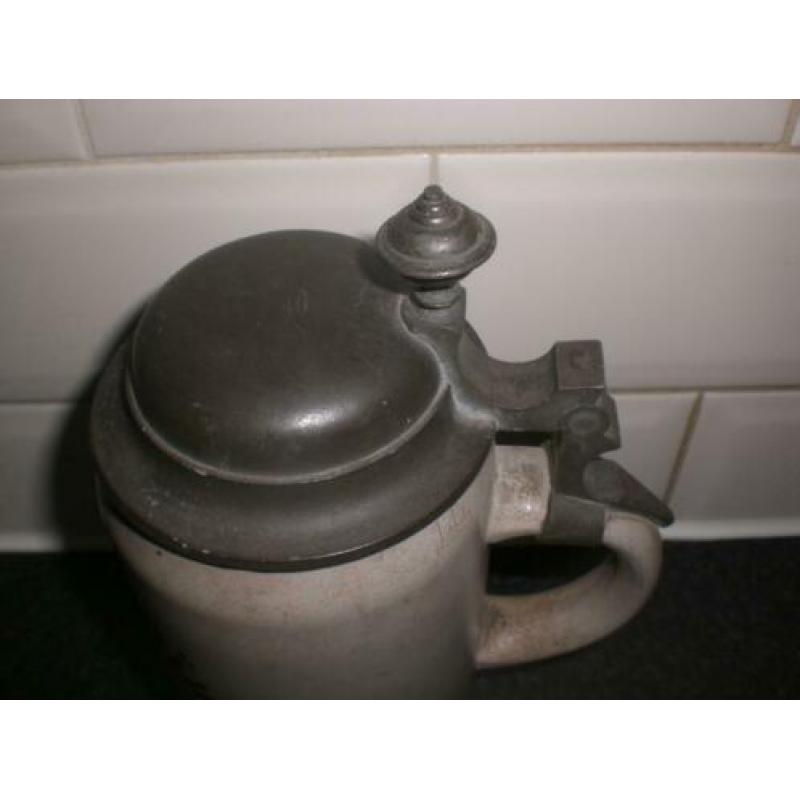 Zeer oude stenen 1 liter pul Spaten - Bräu München 1910-1920