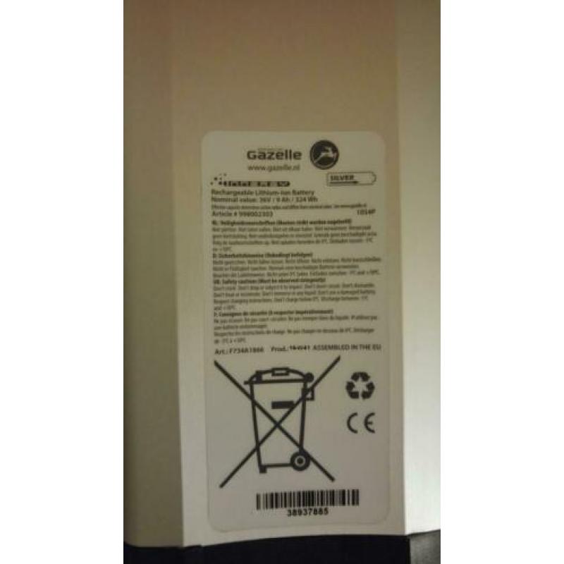 2 accu's gazelle elekrische fiets rond de 40 km silver