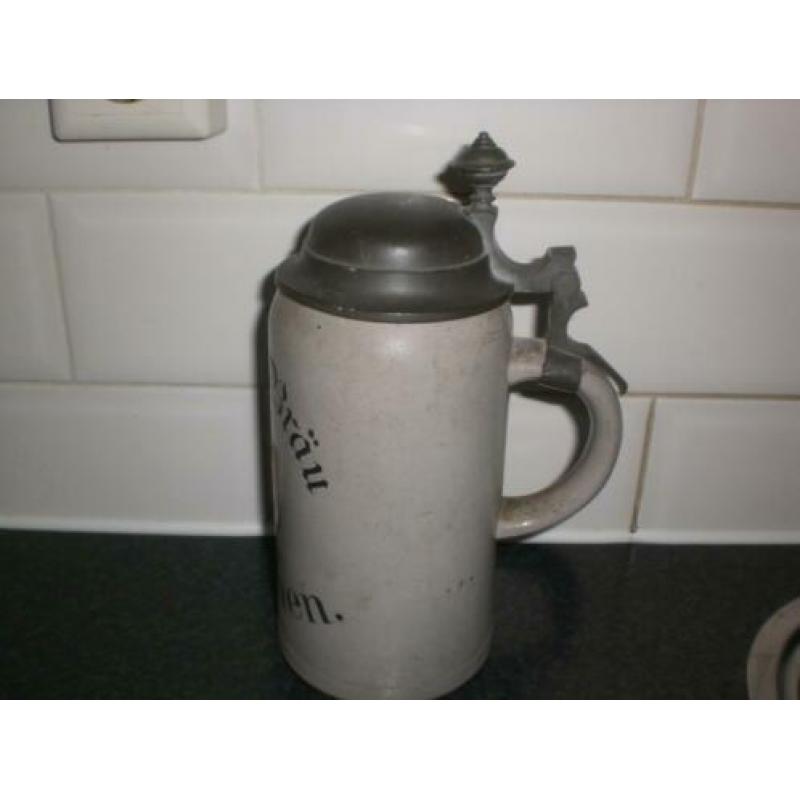 Zeer oude stenen 1 liter pul Spaten - Bräu München 1910-1920