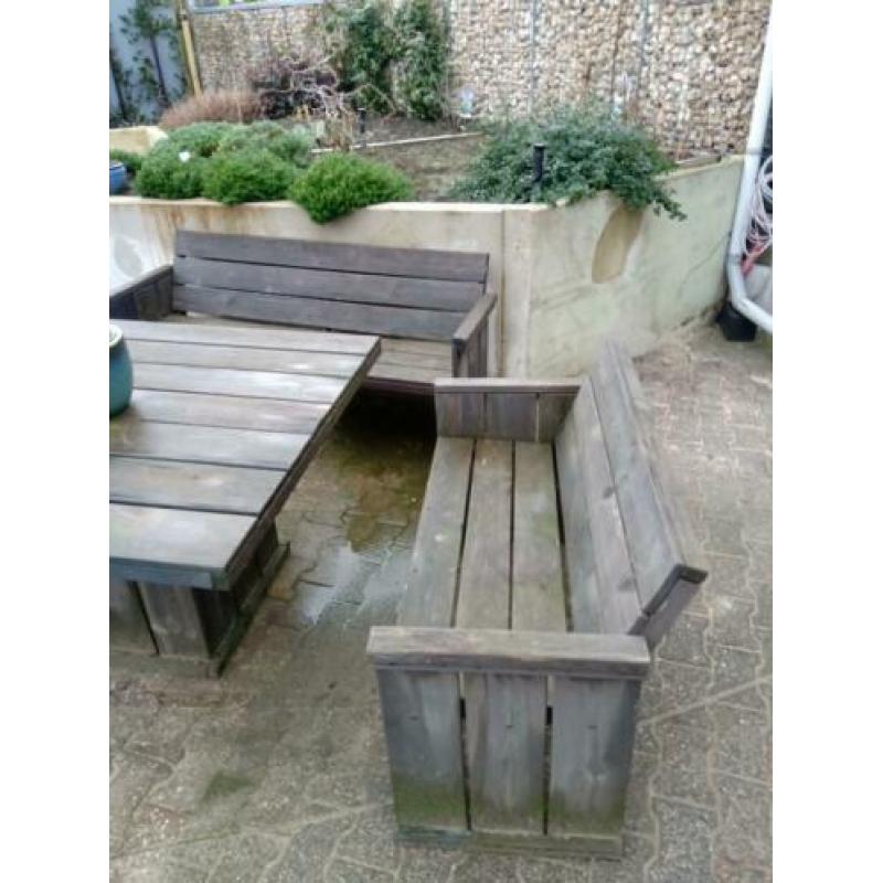 houten tuinset vergrijst hout