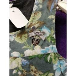 Le Chic cute jurkje grijs groene blauwe bloemen 86 25826