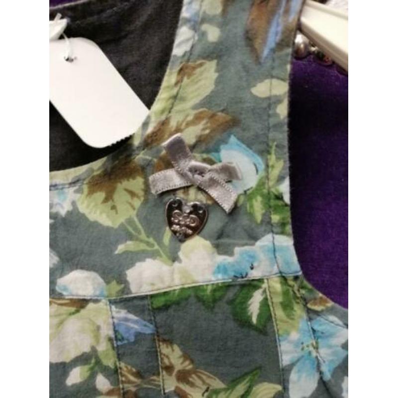Le Chic cute jurkje grijs groene blauwe bloemen 86 25826