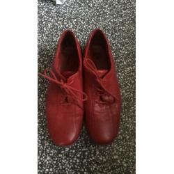 Ecco Vrolijke Rode Leren Schoenen, mt 5,5 38,5 39