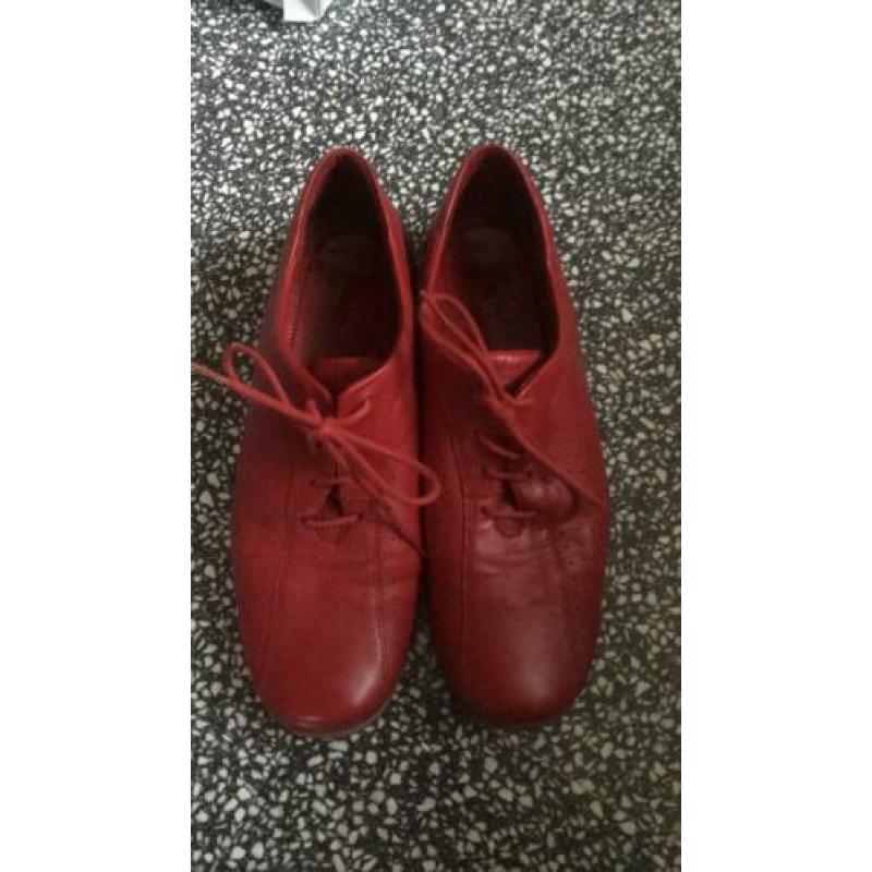 Ecco Vrolijke Rode Leren Schoenen, mt 5,5 38,5 39
