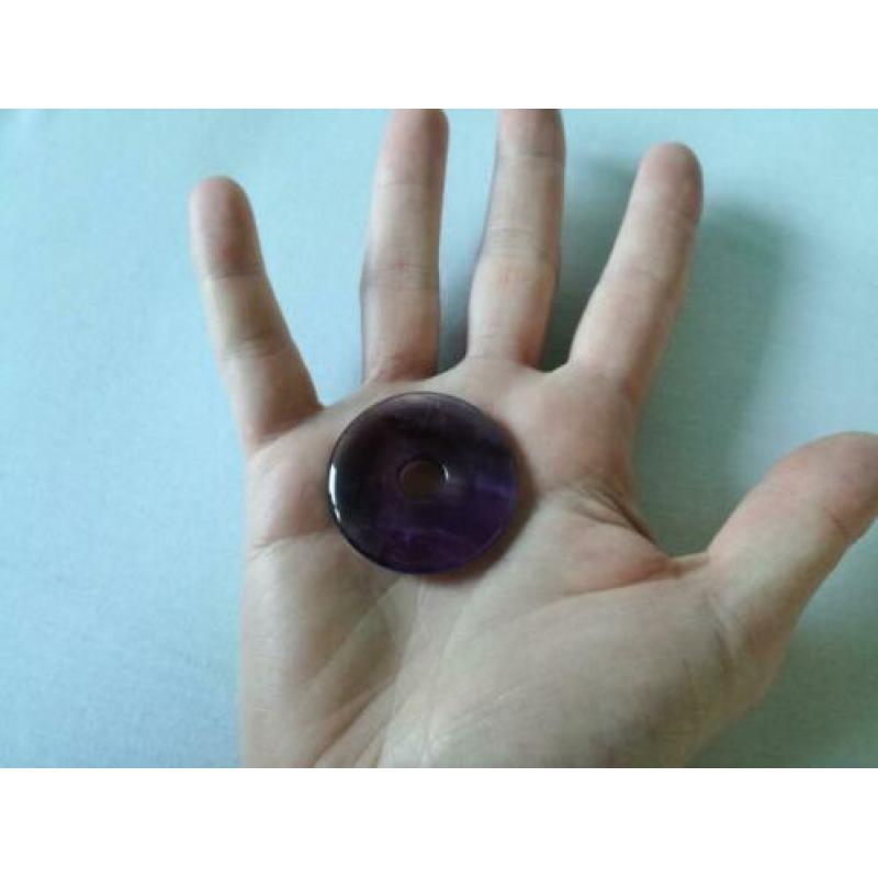Amethist hanger in donutvorm - diameter 4cm