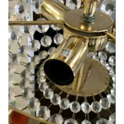 Kroonluchter goudmetalen kleur &kristal,zonder lampen