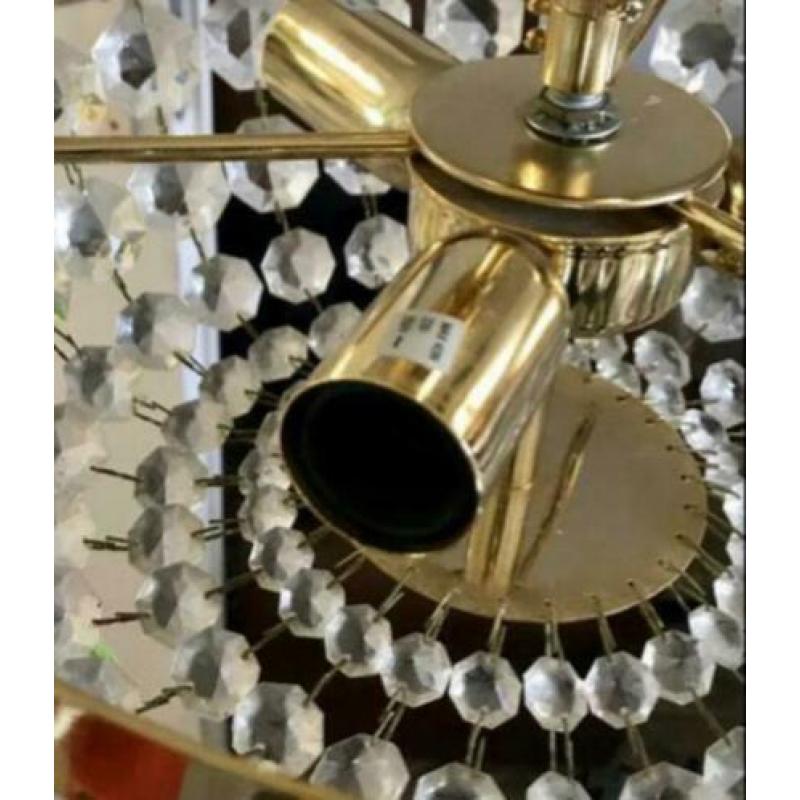 Kroonluchter goudmetalen kleur &kristal,zonder lampen
