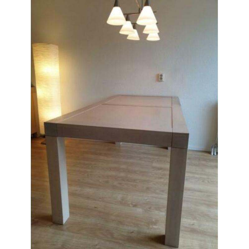 Eettafel, eiken whitewash, 180x90x78