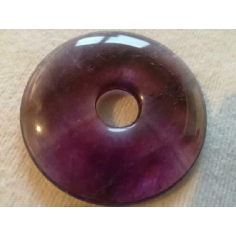 Amethist hanger in donutvorm - diameter 4cm
