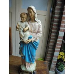 43 cm groot oud gipsen Mariabeeld/Heiligenbeeld