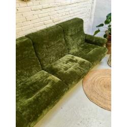 Retro vintage elementenbank - bank mosgroen velvet jaren 70