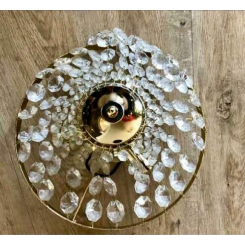 Kroonluchter goudmetalen kleur &kristal,zonder lampen