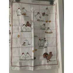 Kleedje en keukendoek met kuiken en kip voor Pasen