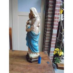 43 cm groot oud gipsen Mariabeeld/Heiligenbeeld