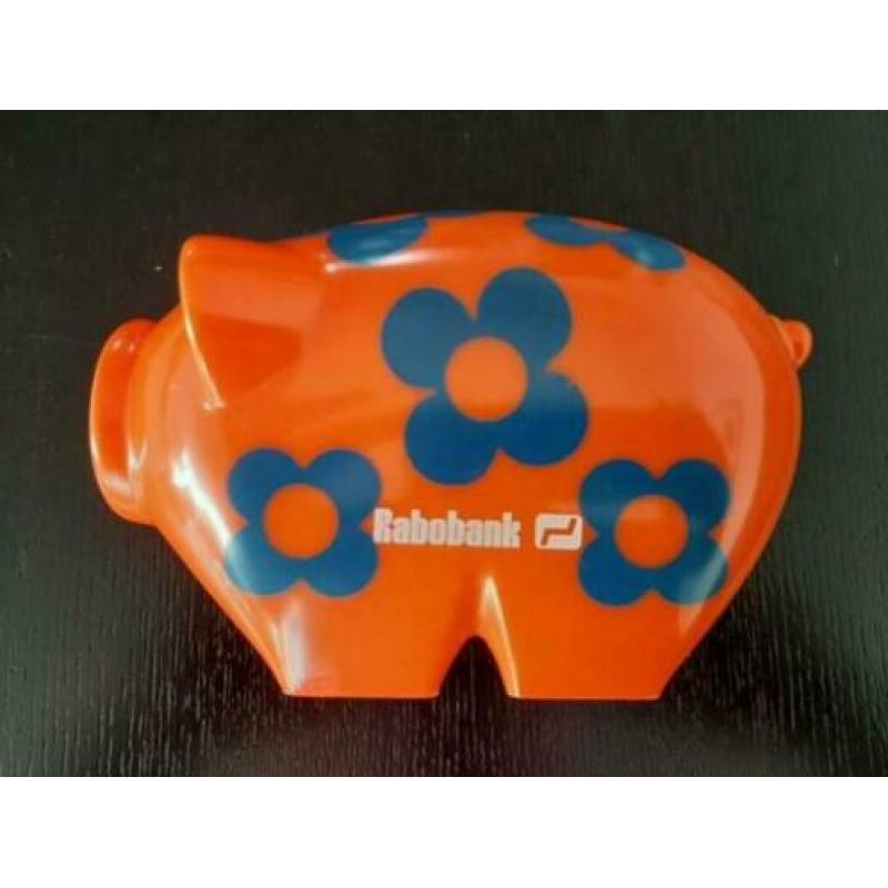 Spaarpot spaarvarken rabobank vintage varken Rabo met doos