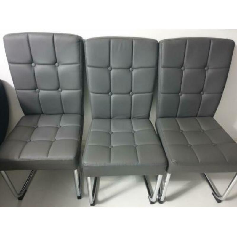 6 Grijze eettafel stoelen