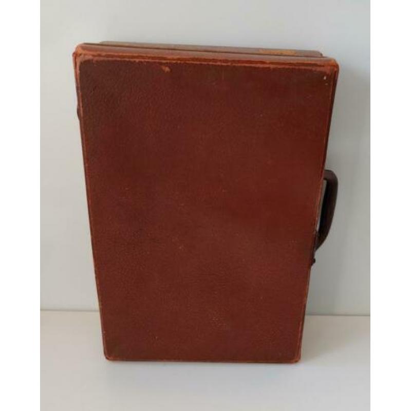 Oud mini koffertje Brocante koffer Klein decoratief model!