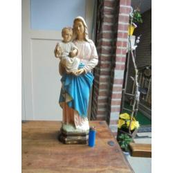 43 cm groot oud gipsen Mariabeeld/Heiligenbeeld