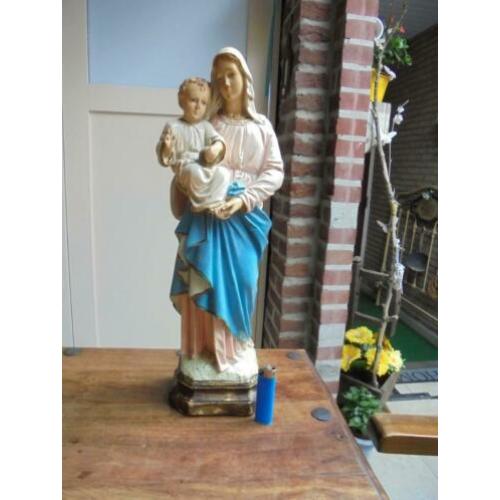 43 cm groot oud gipsen Mariabeeld/Heiligenbeeld