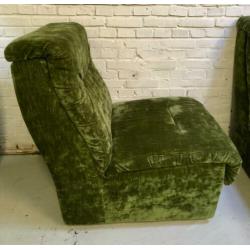 Retro vintage elementenbank - bank mosgroen velvet jaren 70