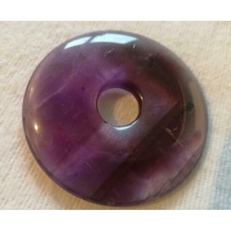 Amethist hanger in donutvorm - diameter 4cm