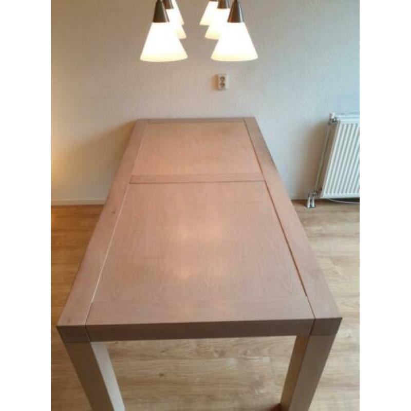 Eettafel, eiken whitewash, 180x90x78