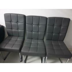 6 Grijze eettafel stoelen