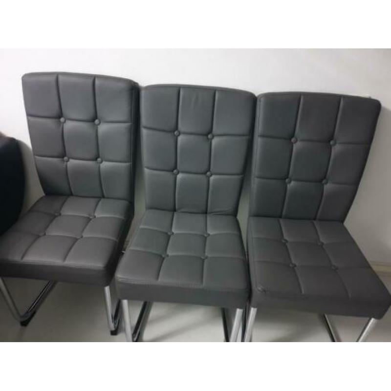 6 Grijze eettafel stoelen