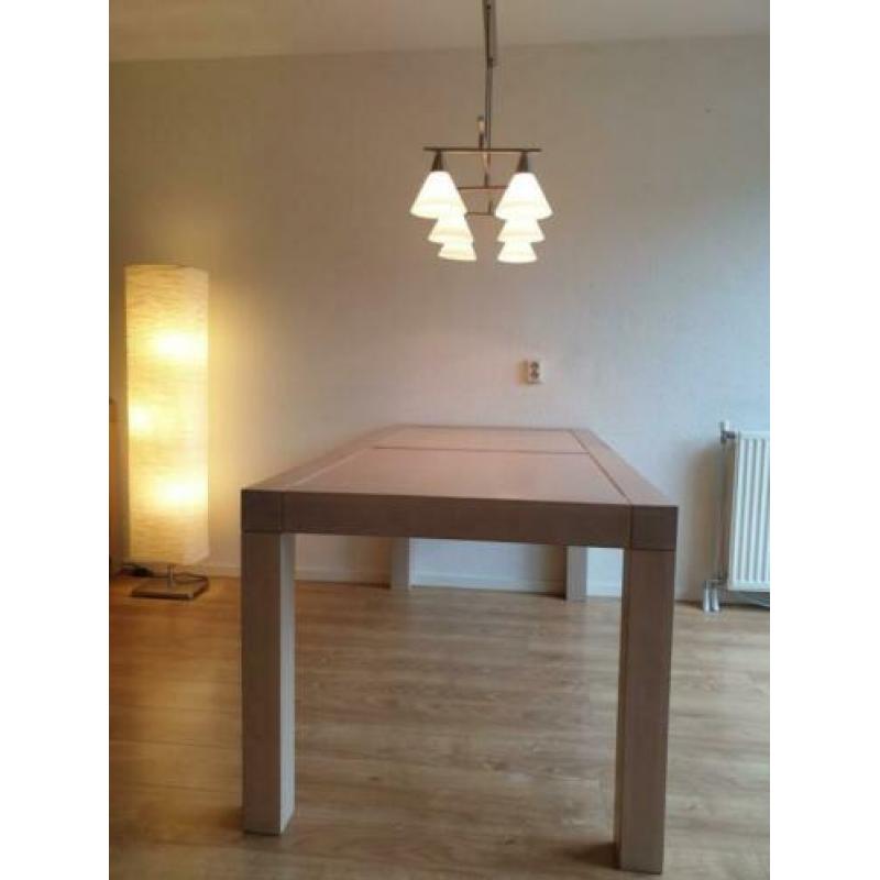 Eettafel, eiken whitewash, 180x90x78
