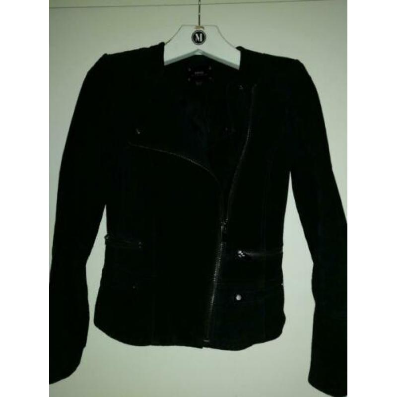 Mango leren jasje xs zwart
