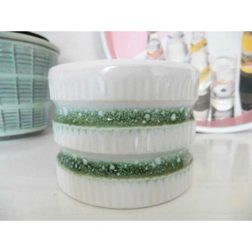 Bloempot wit groen retro vintage jaren 70 80 aardewerk