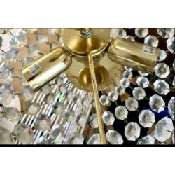Kroonluchter goudmetalen kleur &kristal,zonder lampen