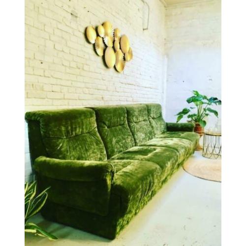 Retro vintage elementenbank - bank mosgroen velvet jaren 70