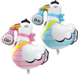 Babyshower Ooievaar ballonnen jongen of meisje € 6,95 p/st.